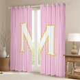 thumbnail image 3 of Feelyou Fashion Pink Stripes Black Out Curtains for Teen, Initial M Letter Curtains Pack of 2 (42x63 Each), Cute Princess Cartoon Bedroom Curtains, Window Curtains Home Decor, 3 of 7