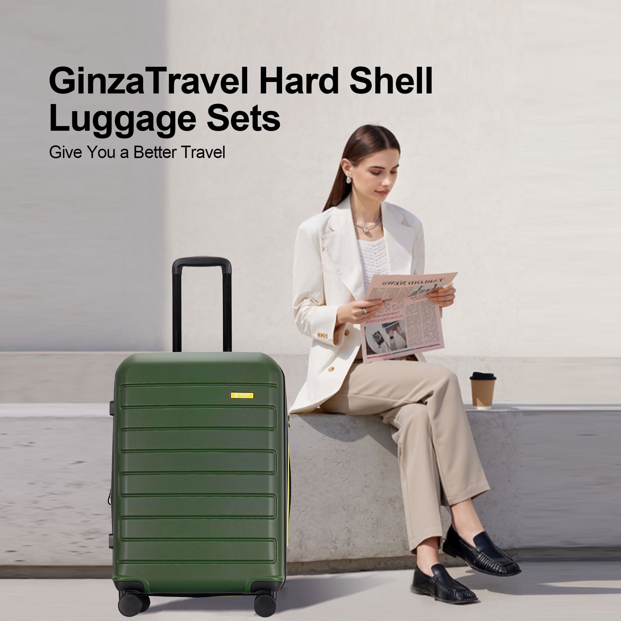 GinzaTravel 3-Piece Spinner Hardshell Luggage Set, 28 inch Expandable Suitcase with Wheels, Deep Green - Walmart Business Supplies GinzaTravel 3-Piece Spinner Hardshell Luggage Set, 28 inch Expandable Suitcase with Wheels, Deep Green - Walmart Business Supplies