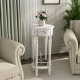 thumbnail image 2 of FOROUTIA Modern White Tall End Table,2-Tier Round End Table for Living Room,Bedroom,Space Saving, 2 of 7