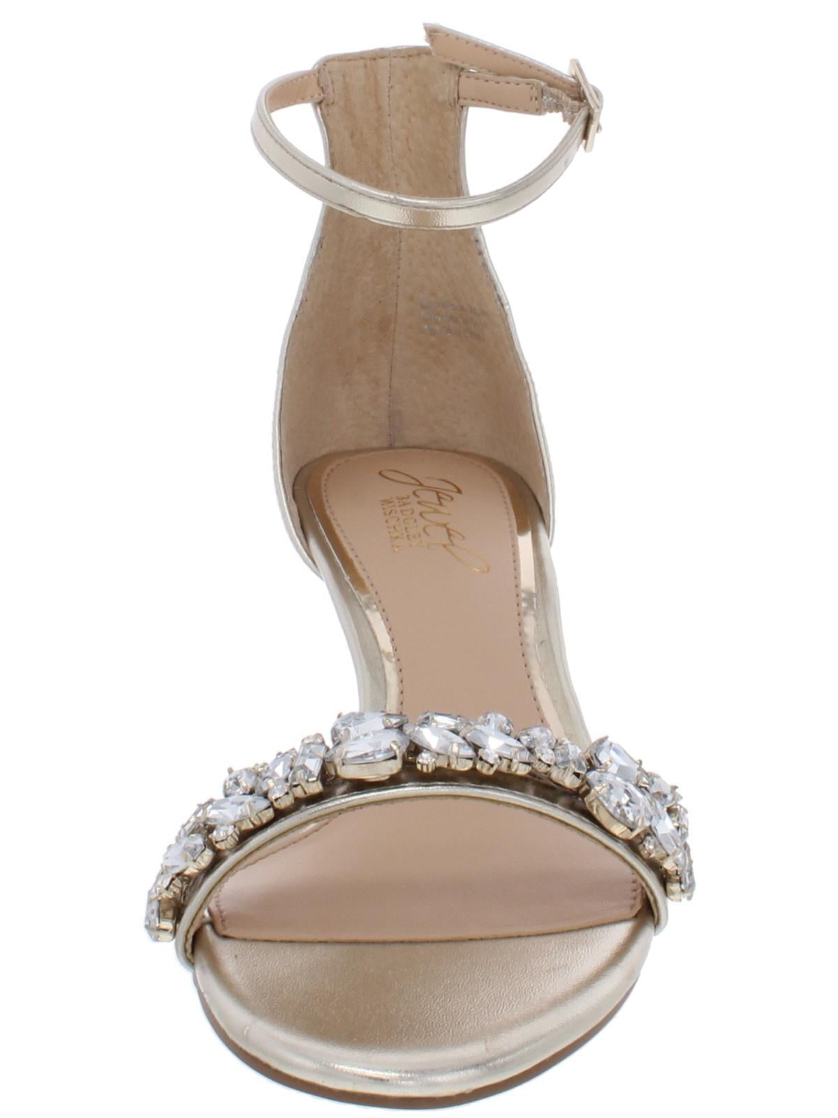 Jewel Badgley Mischka Womens Dash Heel Sandals Gold 5.5 Medium (B 