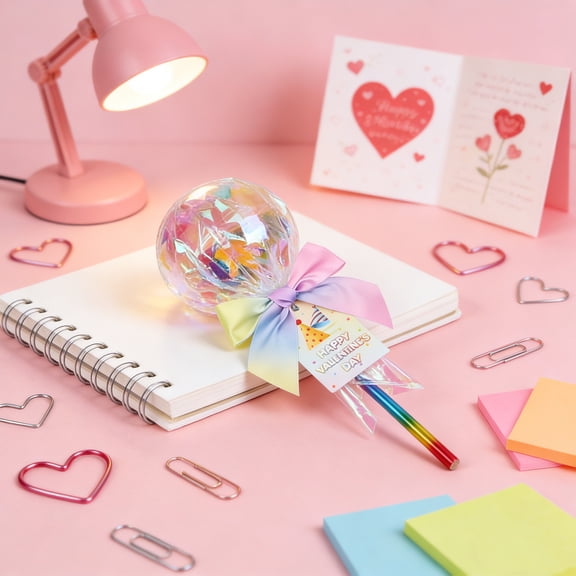 Valentines Day Giant Lollipop Gifts - 24 Pack Giant Rainbow Stationery Set with Valentine's Cards Party Favor - Valentine Gift Exchange for Boys Girls Toddler