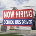 thumbnail image 2 of Now Hiring School Bus Drivers 13 oz Heavy Duty Vinyl Banner School Bus Driver Jobs Available Help Wanted Sign for Advertising Indoor/Outdoor Single-Sided with Metal Grommets (4x8 ft, Re & Wh & Bl), 2 of 6