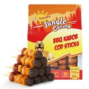 (2 pack) Jungle Calling Dog Treats, Cod Sticks, Sweet Potato, Pumpkin & Meat Kabobs for Dogs