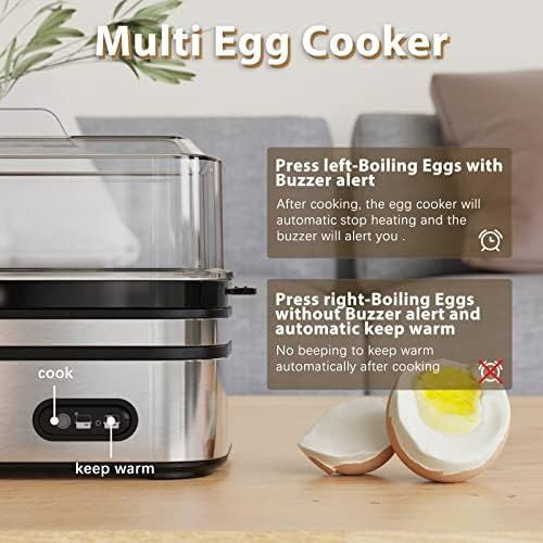 Rapid Egg Cooker Electric 6 Eggs Capacity, Soft, Medium, Hard Boiled, Poacher, Omelet Maker Egg Poacher With Auto Shut-Off, BPA Free Silver