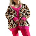 thumbnail image 4 of Pull Tricoté à Manches Longues pour Femmes Cardigan Ouvert Imprimé Léopard Surdimensionné, 4 of 6