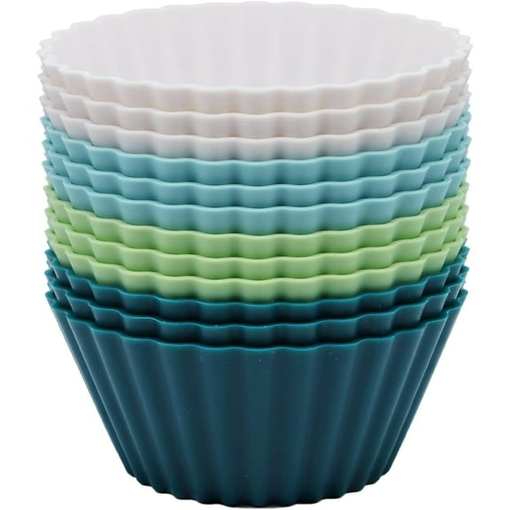 Large Silicone Baking Cups, 12 Pack Reusable Cupcake Liners, 2.5 inch Muffin Liners Cupcake Molds, Jumbo Size, Stand alone, Dishwasher Safe