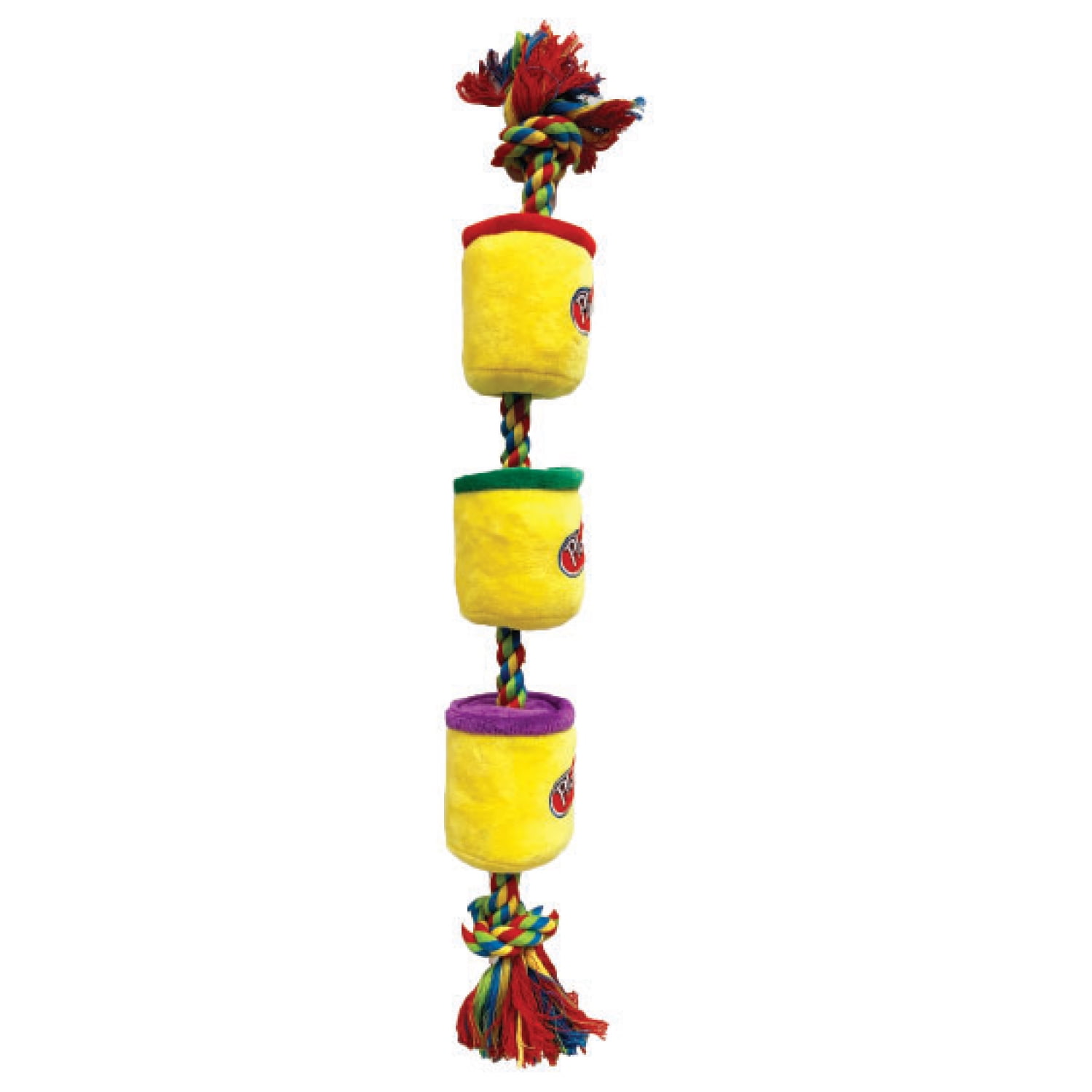 Hasbro Play-Doh Plush Rope Tug Dog Toy, Squeak & Crinkle, 18 inches, Multicolor