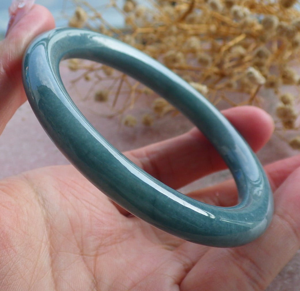 Green Natural A JADE Jadeite Circle Bangle Bracelet 55 mm 682108 TN