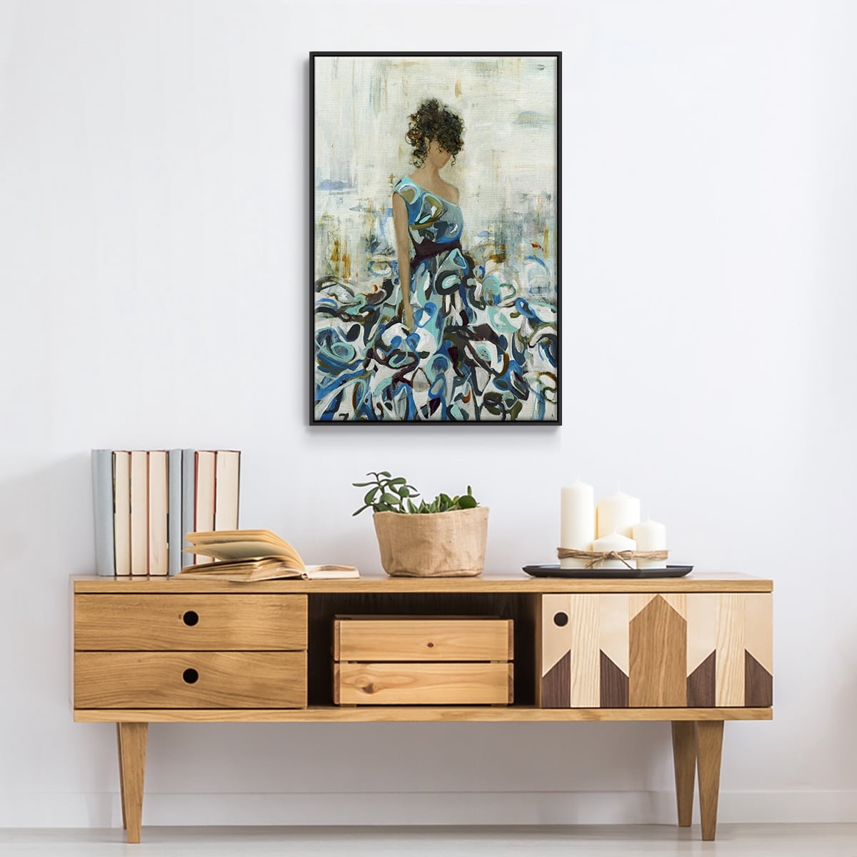 Fluid Beauty Framed Premium Gallery Wrapped Canvas - Ready to Hang - 27 x 41 - Black Floating Frame