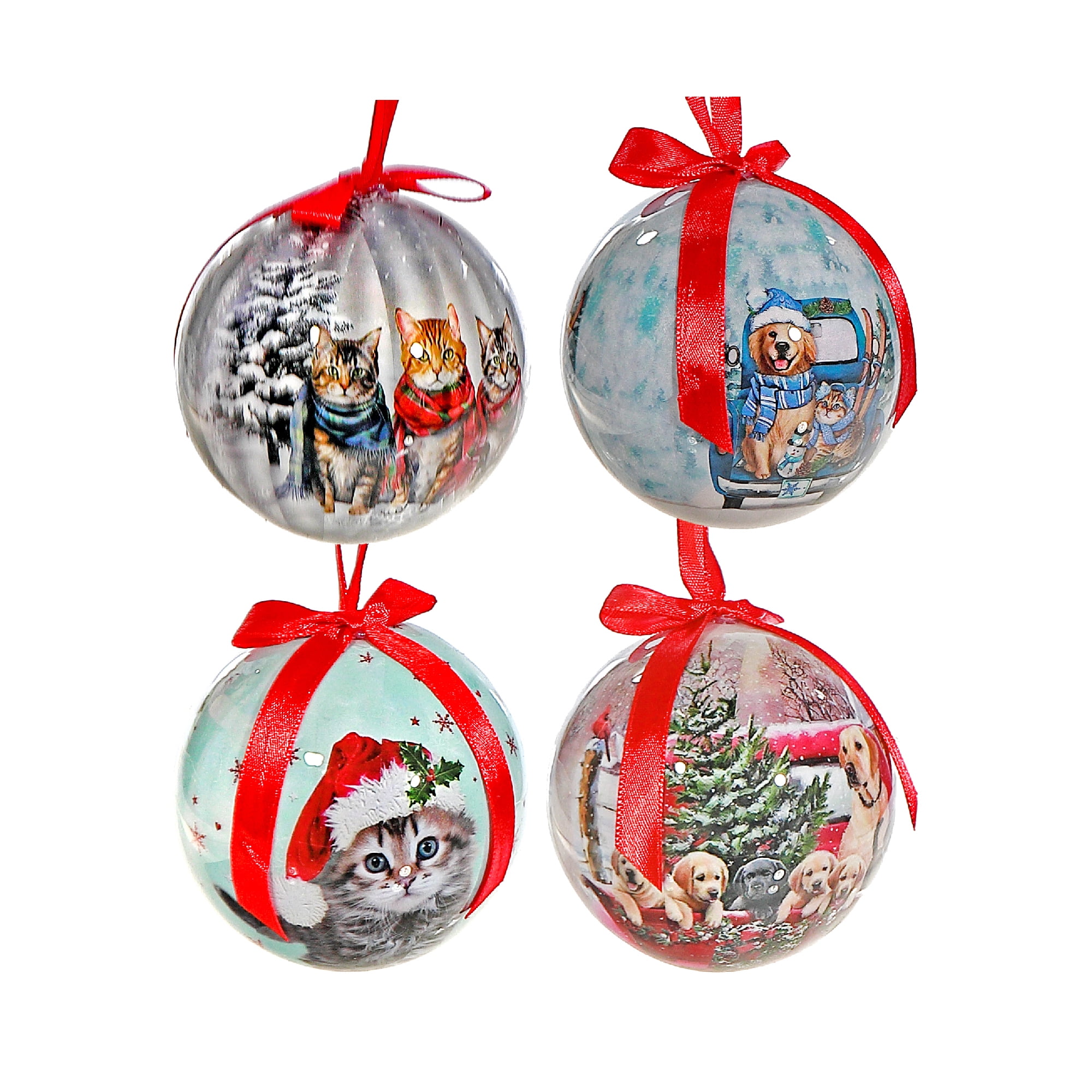 Cats And Dogs Ribbon Ornament (Asstd) (12/Disp) - Set of 12