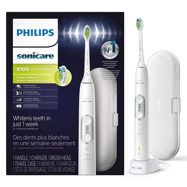 Philips Sonicare Protectiveclean 6100 Rechargeable Toothbrush, 3 modes, 3 intensities, Black, HX6870