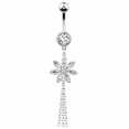 thumbnail image 1 of Navel Ring Flower Tassel Rhinestone Stainless Steel Body Ring Dangle Belly Ring, 1 of 10