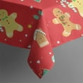 thumbnail image 5 of Red Christmas Gingerbread Man Pattern Square Tablecloth,Waterproof Square Table Cover,Wipeable Spillproof Washable Table Cover for Home Kitchen Party Decor 52"x52"(132x132cm), 5 of 6