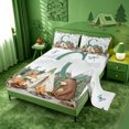 thumbnail image 2 of meiyoeat Green Letter C Monogrammed King Sheets For Boys,Rustic Animal Fox Bear Bedding,4Pcs,1 Flat Sheet,1 Fitted Sheet And 2 Pillowcases, 2 of 6