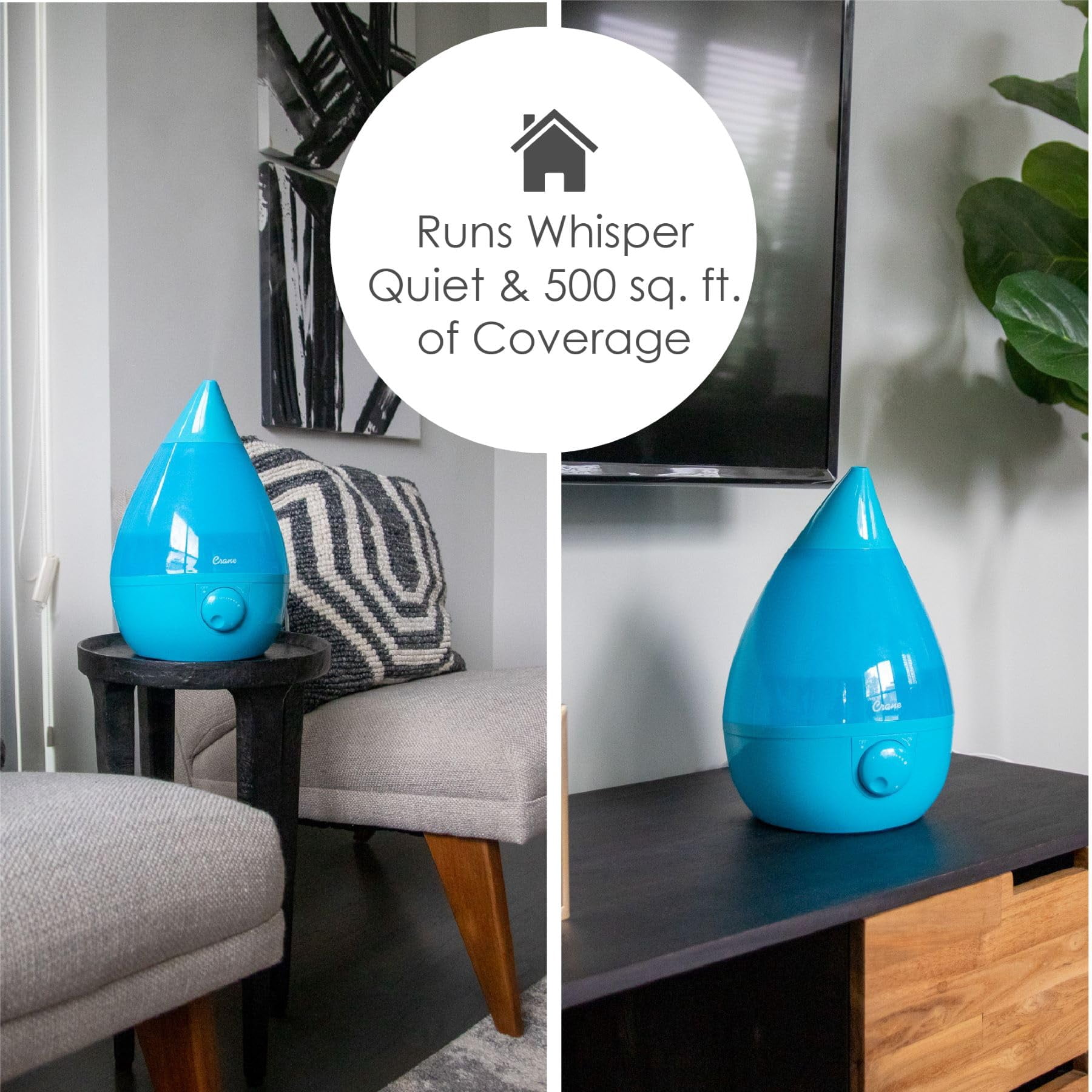 Crane - Drop Ultrasonic Cool Mist Humidifier Aqua - EE-5301B, Aqua