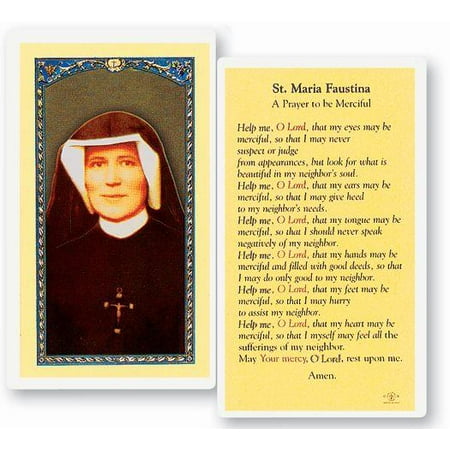 

Saint Maria Faustina Laminated Catholic Prayer Holy Card with Prayer on Back Pack of 25