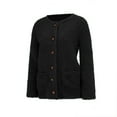 thumbnail image 5 of Womens Sweater Cardigan Botton Lightweight Fleece Lined Fall Winter Coats Comfy Warm Plus Size Sherpa Jackets with Pockets Black M, 5 of 6