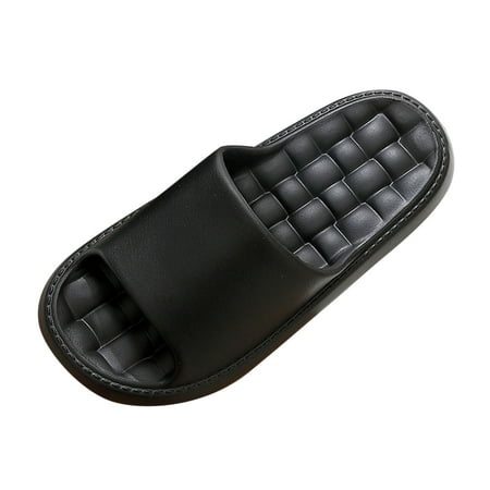 

SEMIMAY Men Slippers Fashionable And Comfortable Indoor And Outdoors In Summer Solid Color Massage Vamp Comfortable And Non Slip Black