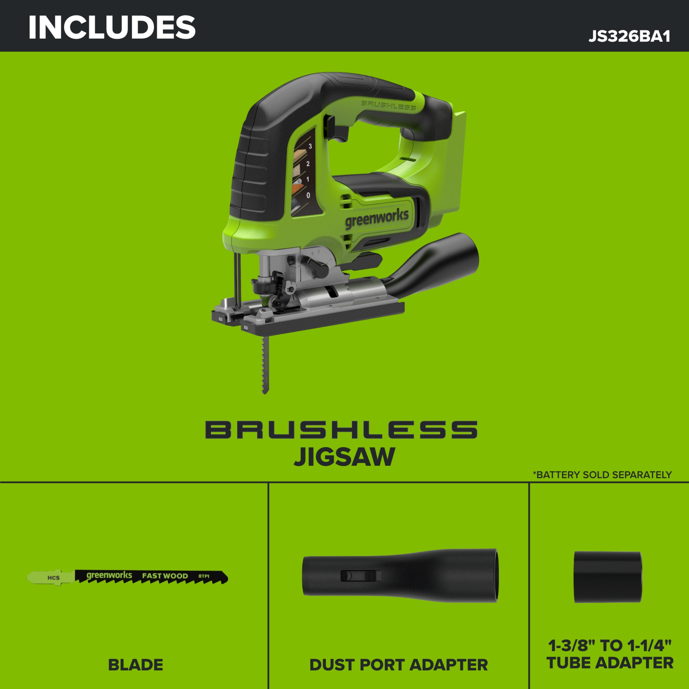 Greenworks 24V Brushless Jigsaw with Blade and Adapters photo 8