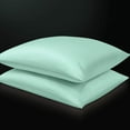 thumbnail image 5 of Zippered Satin Pillow Cases for Hair and Skin, Luxury Standard Hidden Zipper Pillowcases Set of 2, 20 x 26 Inches, Cyan, 5 of 7