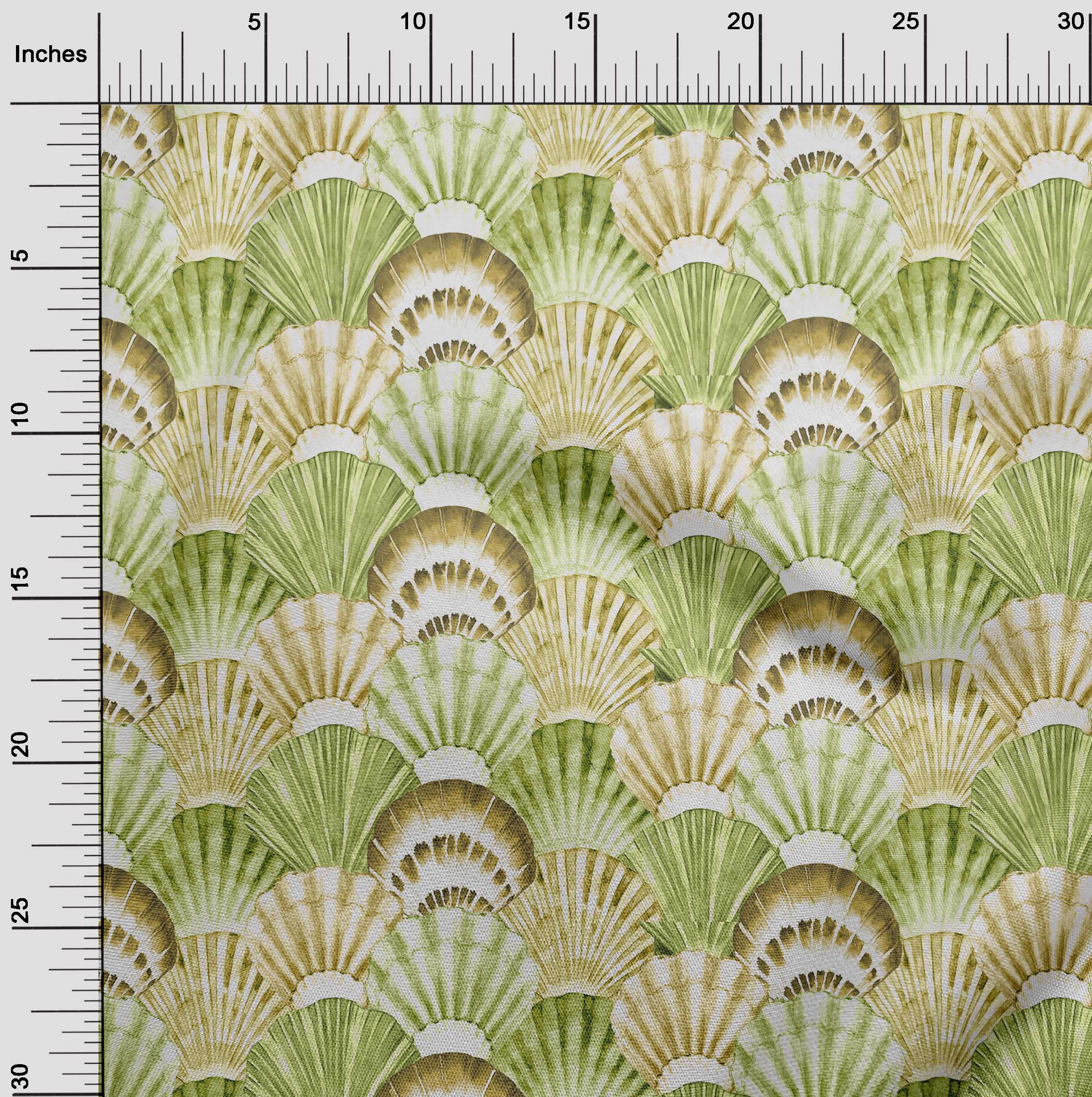 oneOone Cotton Jersey Mint Green Fabric Sea Shells Ocean Fabric For Sewing Printed Craft Fabric By The Yard 58 Inch Wide