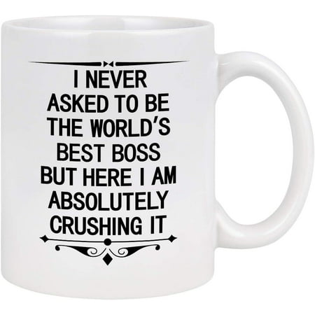 

Cabtnca Worlds Best Boss Mug I Never Asked to Be Boss Gifts for Men Women Funny Boss Coffee Mug Boss Day Gift Presents Ideas Gifts for Boss 11 Oz White
