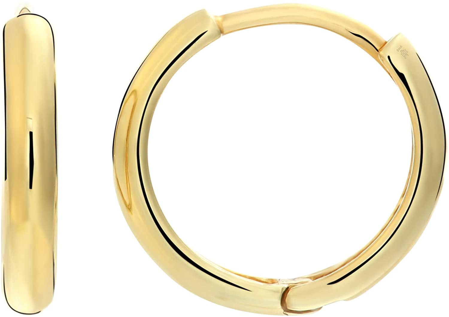 Solid 14k Yellow Gold Huggie Hoop Earrings Minimalist Small Thin Huggies