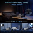 thumbnail image 5 of Projector Alarm Clock with Radio, Digital Clock, USB Alarm Clock Radio with Dual Alarm and 7 LED Mirror Screen, Snooze, 4 Brightness Levels, 12/24h, 1, 5 of 5