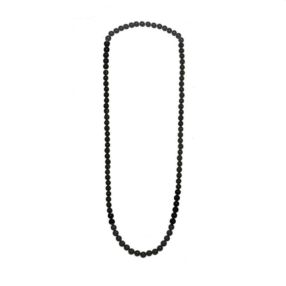 LTC Designs 8mm Alternating Matte and Shiny Round Black Onyx Beaded Endless Necklace, 30" for Men and Women, Trending Crystal Protection Jewelry