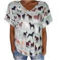 thumbnail image 1 of Tops de manga corta con estampado de calle holgado con cuello en V para mujer OAVQHLG3B Store lin121212, 1 of 4