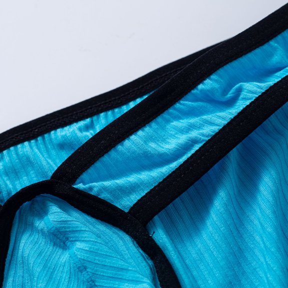 Vedolay Plus Size Underpants Men's Mesh Transparent Panties Breathable See Through Stripes Bikini Underwear Briefs,Blue XL