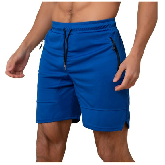 Razzly Male Summer Shorts Solid Color Tie Suit Cool Breathable Five Quarter Pants Sweat Short Training Shorts for Men Quick Y Shorts Cool Shorts Men Shorts for Exercise Volleyball Shorts Men(Blue,L)