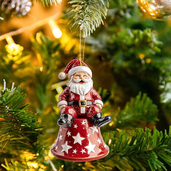 Decoración navideña plana, colgante de Papá Noel para coche, decoración del hogar, colgante acrílico, colgante para mochila interior de coche.