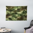 thumbnail image 1 of Geometric Tapestry, Abstract Style Composition Camouflage Design Angular Polygon Design, Wall Hanging for Bedroom Living Room Dorm Decor, 60"W X 40"L,Olive Green Green Brown, by Ambesonne, 1 of 2