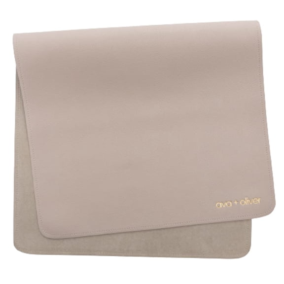 Ava + Oliver Cambiador de bebé de cuero vegano (16 x 30 pulgadas) - Cambiador de pañales portátil y lavable multiusos - Cambiador de viaje plegable (gris)