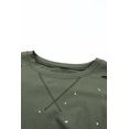 thumbnail image 3 of POGLIP Women's Green Distressed Bleached Asymmetric Hem Short Sleeve Top, 3 of 6