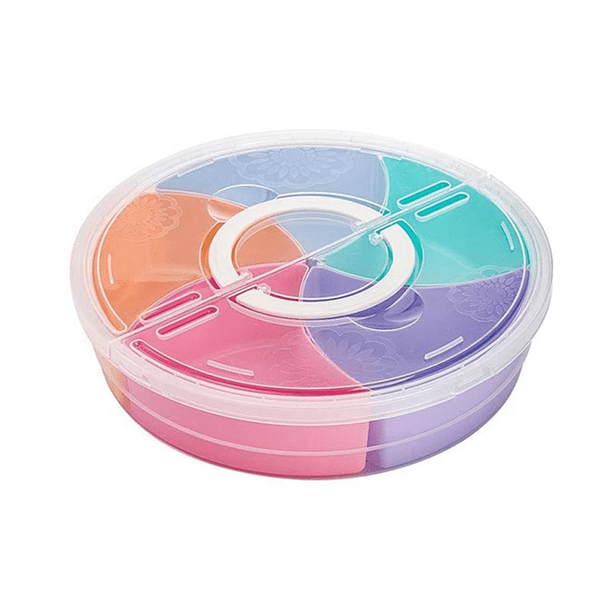 Distributeur Alimentaire Rotatif 6 Compartiments - Capacité 650 Ml Par Case, Blanc, Pour Céréales, Sucre, Légumineuses