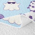 thumbnail image 5 of Feelyou Kawaii Halloween Ghost Bed Spread Queen, Boho Floral Flower Queen Coverlet Set, Blue, 3 Pieces, 1 Comforter and 2 Pillowcases, 5 of 7