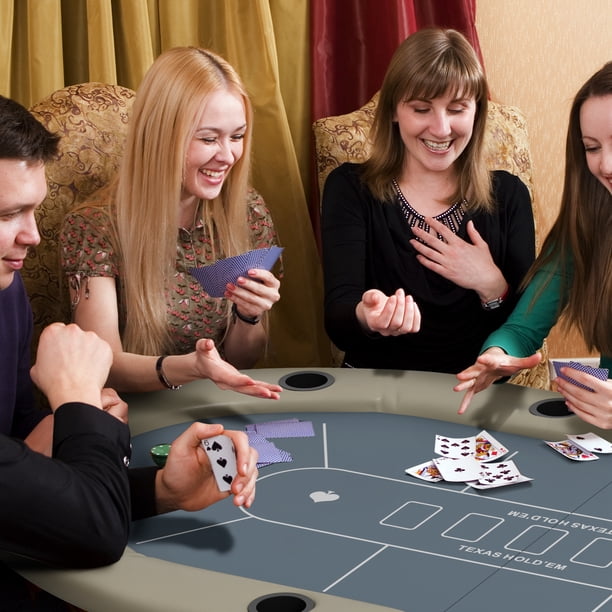 VEVOR Table De Poker Pliable 183 Cm – 8 Places, Accoudoirs Rembourrés, Porte-Gobelets Inox, Feutre Lisse, Pour Texas Hold'em Et Casino