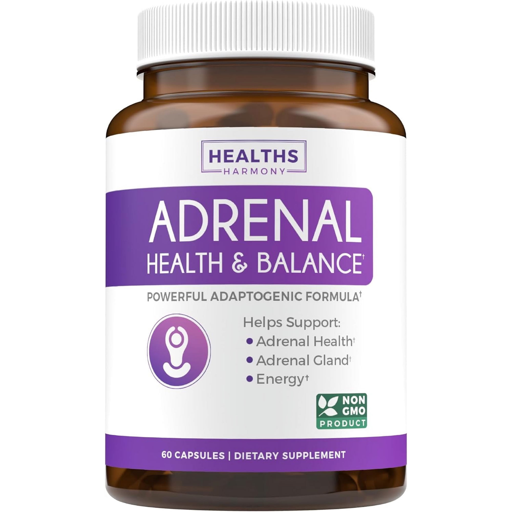 Healths Harmony Adrenal Support and Cortisol Manager Supplement, 60 Capsules