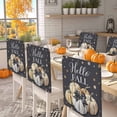 thumbnail image 2 of Hello Fall Chair Covers Set of 1 Thanksgiving Day Pumpkin Polka Dots Bow Chair Back Covers Stretch Removable Washable Slipcovers Protector for Dining Room Kitchen Party Decor, 2 of 5