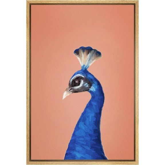 Aaheei Canvas Print Wall Art Preppy Room Decor Vibrant Blue Sapphire Peacock Bird Portrait Nature Wilderness Drawings Chic Animals Colorful for Living Room, Bedroom, Office