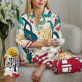 thumbnail image 6 of Vsdgher London Symbols Pajamas Set Long Sleeve Sleepwear Womens Button Down Nightwear Pj Sets-X-Large, 6 of 7