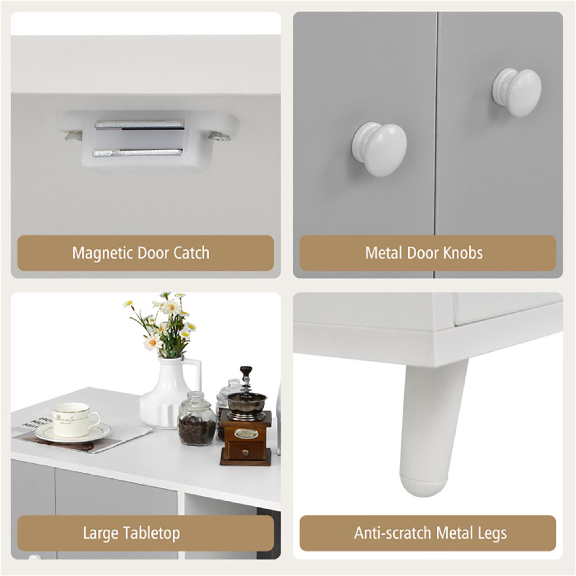 resenkos 35" Cat Litter Box Enclosure Hidden Litter Box Furniture, Wooden Cat Washroom Cat House with Scratch Pad, Gray