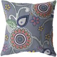 thumbnail image 1 of Cercles de Fleurs Intérieur / Extérieur Tissu Oreiller - Rouge Orange Bleu Vert Gris 28x28, 1 of 5
