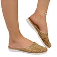 thumbnail image 3 of LTTVQM Womens Jelly Sandals Transparent Glitter Clear Closed Toe Flats Casual Lightweight Slip on Vacation Trendy Shoes Yellow 38(US-7), 3 of 5
