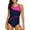 Pink-Pur, variant on Women's Wider Straps Athletic One Piece Swimsuit Color Blocked Racerback Training Swimwear