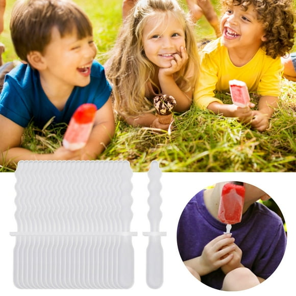 100 Pieces Silicone Ice Lolly Sticks Cakesicle Sticks Cake Sticks Ice Sticks 3.4 Inch Water Activated Ice Cubes Snow Cap Candy Ice Tray with Silicone Water Bottle Ice Stick Tray Stick Ice Tray