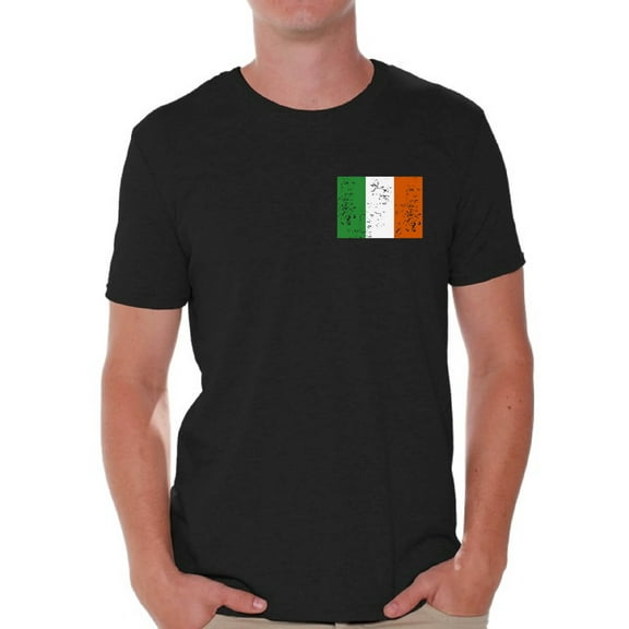 Awkward Styles Irish Flag Pocket Shirt St. Patricks Day Shirt for Men Irish Pride T Shirt Irish Flag Distressed Shirt Irish Gifts for Him Men's Irish Tricolor St Paddy's Day Flag of Ireland T-shirt