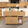 thumbnail image 4 of 47 Inch Multi-Functional Folding Table with Storage Shelves and Wheels, Foldable Dining Table for Small Spaces, Compact Desk for Kitchen, Dorm, Office, Ancient Oak, 4 of 12